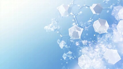 Poster - Abstract representation of molecular structures with a blue gradient background.