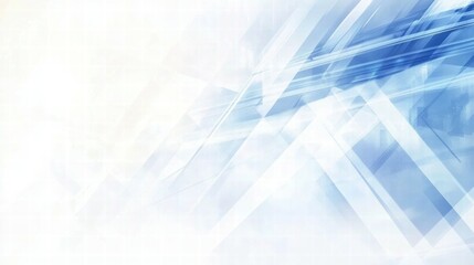 Poster - Abstract blue and white geometric background with diagonal lines and soft gradients.