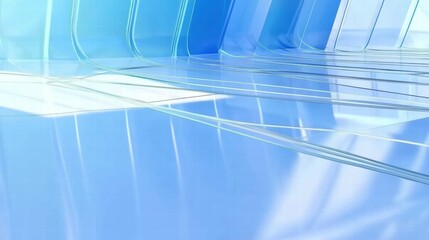 Poster - A sleek, modern interior with blue tones and reflective surfaces.