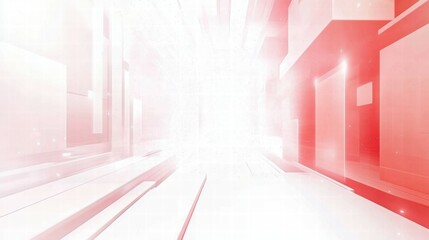 Aufkleber - Abstract futuristic background with bright light and geometric shapes in red and white tones.