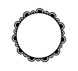 Poster - scalloped edge circle frame. simple round scalloped border. fabric lace pattern frame. repeat cute v