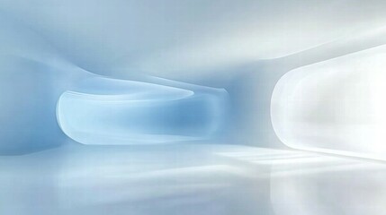Poster - A smooth, abstract interior space with soft lighting and gentle curves.