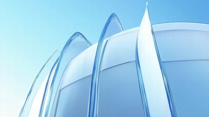 Poster - A close-up view of a modern architectural structure with sleek, curved glass elements.