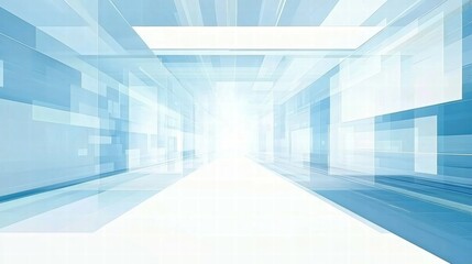 Leinwandbilder - A futuristic, abstract design featuring light and geometric shapes in blue tones.
