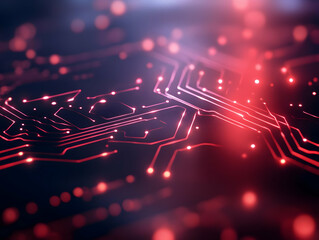 Poster - Abstract circuits with neon lights showcasing advanced technology and digital connectivity.