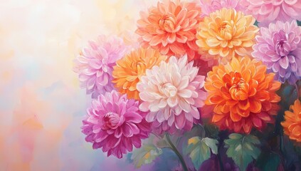 Wall Mural - Vibrant bouquet of multicolored dahlias.