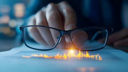 Poster - A close-up of glasses with digital data visualization, showcasing the intersection of vision and technology.
