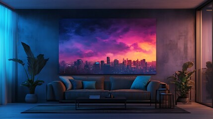 modern urban glow in a panoramic view with futuristic elements and vibrant hues 