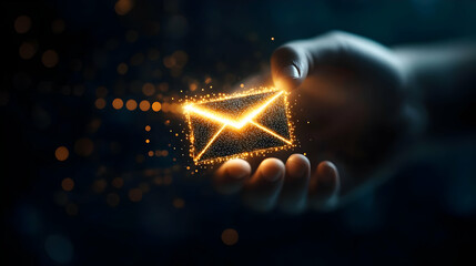 Poster - A glowing envelope symbol representing digital communication in a modern, abstract style.