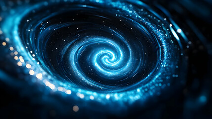 Poster - A mesmerizing swirl of blue light and cosmic energy, creating an enchanting galaxy spiral visual.