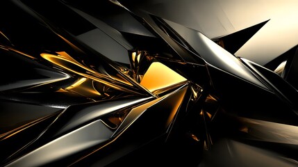 Poster - Abstract Gold And Black Geometric Shapes Design