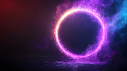 Poster - A vibrant circular portal with colorful nebulous effects, creating a mystical and captivating atmosphere.