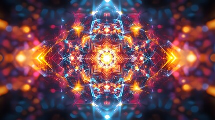 Poster - Vibrant Fractal Mandala Digital Art Design