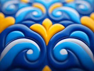 Poster - Colorful and vibrant patterns of blue and yellow swirls create an eye-catching abstract design.