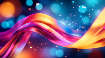 Poster - Vibrant abstract waves in bright colors creating a mesmerizing visual effect with blurred lights.
