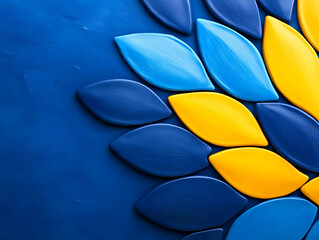 Poster - Vibrant blue and yellow abstract shapes on a textured background representing creativity and modern design.