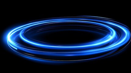Poster - Abstract Blue Light Swirls Create Circular Design