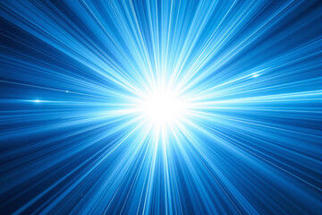 Poster - Bright blue light burst with rays extending outward from the center.