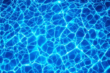 Poster - Abstract light reflections on a blue water surface background.