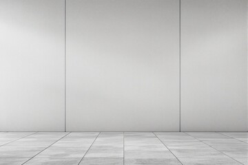 Poster - Minimalistic grey wall and tiled floor background for presentation or design layout mockup.