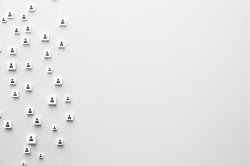 Aufkleber - Abstract network of interconnected user icons on white background.