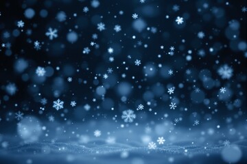 Poster - Abstract snowfall pattern on dark blue background for winter-themed designs.