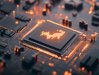 Aufkleber - A close-up view of a modern microprocessor on a circuit board, featuring glowing components and intricate electronic patterns.