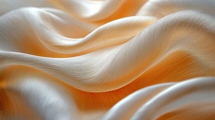 Poster - Soft satin fabric draped elegantly revealing subtle waves and texture in warm tones of cream and gold