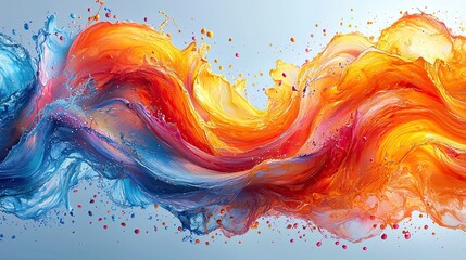 Poster - Vibrant swirl of orange and blue liquid creates a dynamic and colorful abstract design in a captivating display of movement