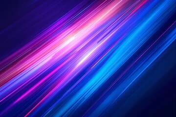 Poster - Abstract diagonal light streaks in vibrant blue and pink tones on a dark background.