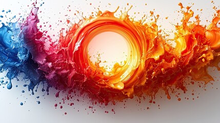 Poster - Vibrant splashes of color blend together to create a dynamic visual experience in an abstract composition