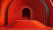 © sunchai - A vibrant and modern red archway with steps, perfect for creative projects and visual presentations.