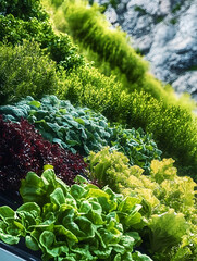 Poster - Variety of lettuce and greens on display.