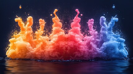 Poster - Colorful smoke waves rising from water creating a vibrant and dynamic display of swirling hues