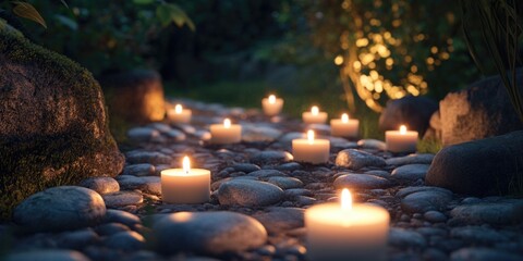 Wall Mural - Candles on Rocks