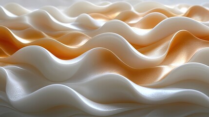 Aufkleber - Elegant draping of smooth satin fabric in soft beige and cream hues creates a luxurious visual texture