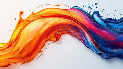 Poster - Vibrant swirling paint patterns create dynamic abstract artwork in bright orange and blue colors