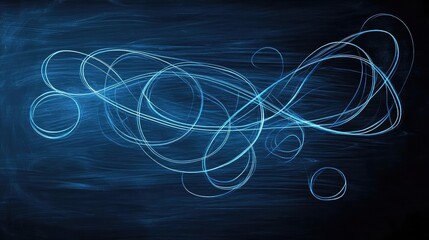 Fototapete - Chalkboard abstract background idea. Abstract blue light trails creating dynamic curves and patterns on a dark background.