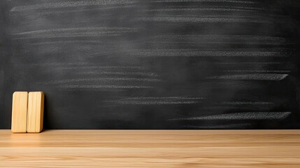 Aufkleber - Chalkboard abstract background idea. Empty chalkboard with wood surface ready for writing or drawing creative ideas.