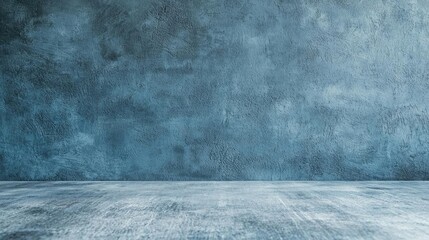 Poster - Grungy abstract background idea. A textured blue wall with a smooth floor, ideal for backgrounds and creative projects.