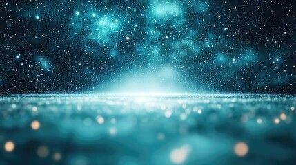 Aufkleber - Galaxy abstract background concept. A mesmerizing view of a starry sky with teal tones illuminating the cosmic landscape.
