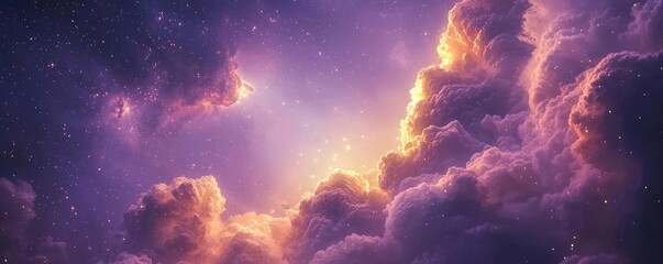 Aufkleber - Galaxy abstract background concept. A breathtaking view of cosmic clouds illuminated by soft, glowing starlight.