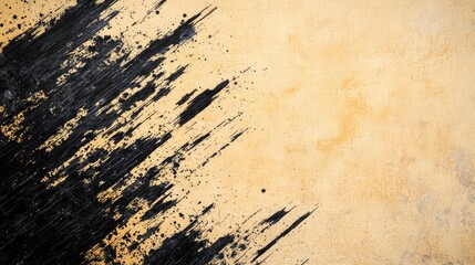 Poster - Grungy abstract background idea. Abstract texture with black paint strokes on a textured beige background.
