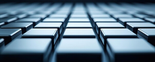 Poster - Grid abstract background idea. Close-up view of a modern keyboard with sleek, shiny keys and a futuristic design.