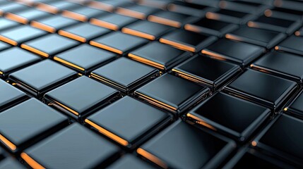 Aufkleber - Grid abstract background idea. Abstract pattern of glossy black tiles creating a modern, sleek design element.