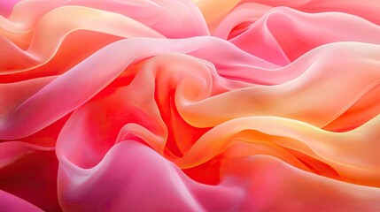 Poster - Velvet abstract background concept. Soft, flowing fabric in vibrant pink and orange hues, creating a dreamy visual effect.
