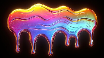 Fototapete - Colorful liquid abstraction flowing on a dark background with shimmering effects