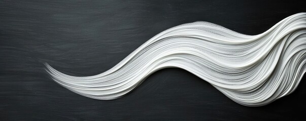 Poster - Chalkboard abstract background idea. Abstract white wave design on a dark background, showcasing fluid movement and elegance.