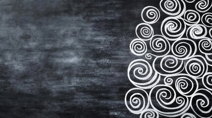 Aufkleber - Chalkboard abstract background idea. An artistic blackboard background with intricate white swirling patterns.