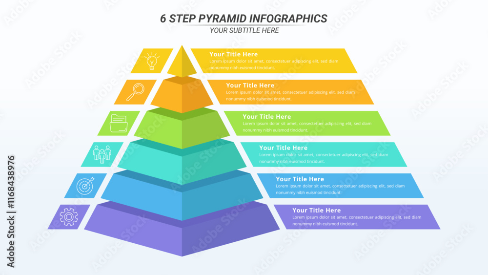 6 Steps Pyramid Infographic with Editable Text on a 16:9 Layout for ...